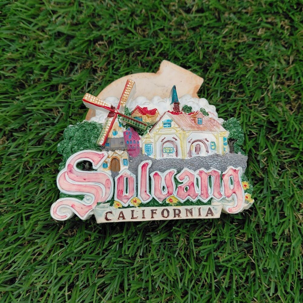Solvang California Danish Village Windmill Scenic Travel Souvenir Magnet